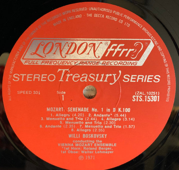 Wolfgang Amadeus Mozart, Willi Boskovsky, Wiener Mozart Ensemble : Serenades Volume Four (LP, RE)
