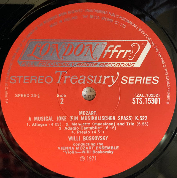 Wolfgang Amadeus Mozart, Willi Boskovsky, Wiener Mozart Ensemble : Serenades Volume Four (LP, RE)