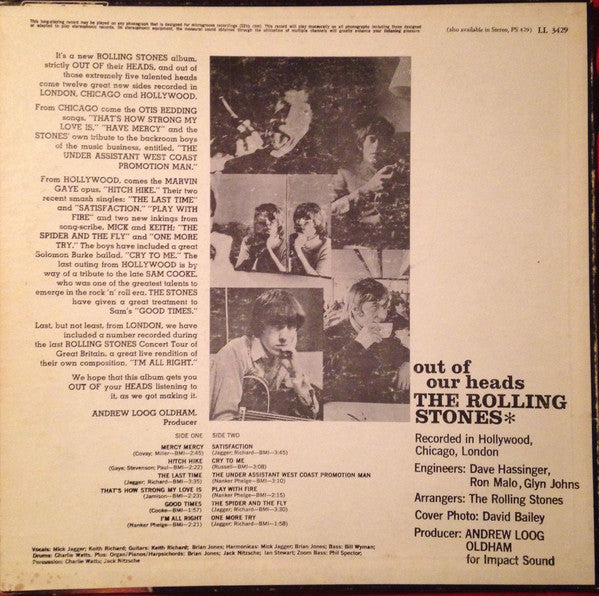 The Rolling Stones : Out Of Our Heads (LP, Album, Mono, San)