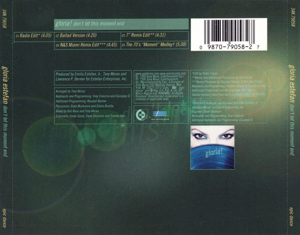 Gloria Estefan : Don't Let This Moment End (CD, Single)