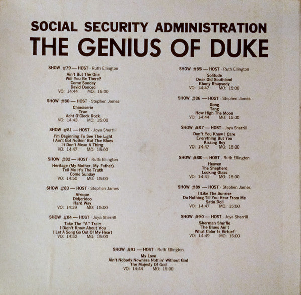 Duke Ellington : Social Security Presents: The Genius Of Duke (A Tribute To Duke Ellington) (7xLP, Comp, P/Mixed, Transcription + Box)