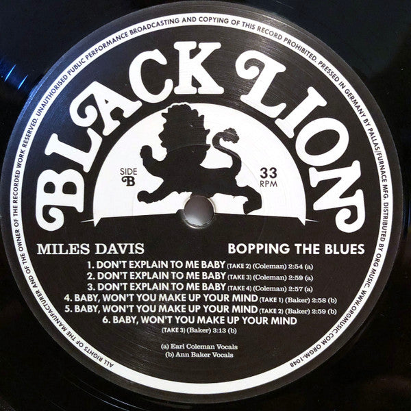 Miles Davis : Bopping The Blues (LP, Album, RE, RM, RP, 180)