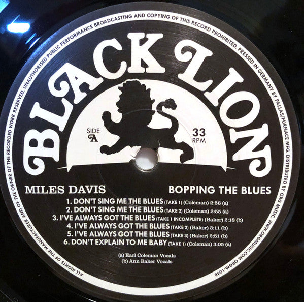 Miles Davis : Bopping The Blues (LP, Album, RE, RM, RP, 180)