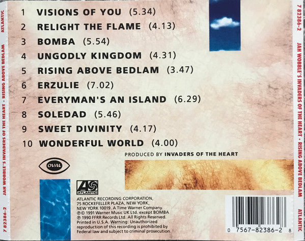 Jah Wobble's Invaders Of The Heart : Rising Above Bedlam (CD, Album)