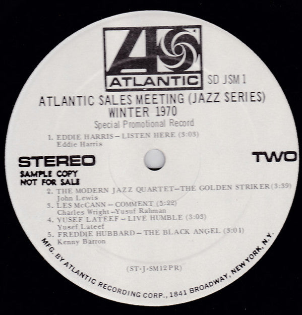 Various : Atlantic Sales Meeting (Jazz Series)  Winter 1970 (LP, Album, Promo)