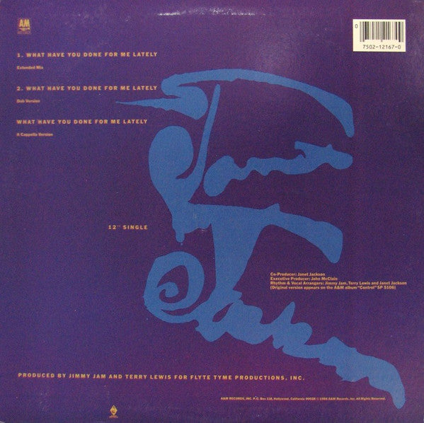 Janet Jackson : What Have You Done For Me Lately (12", Single, B -)