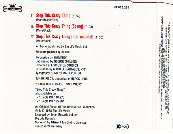 Coldcut Featuring Junior Reid And Ahead Of Our Time Orchestra : Stop This Crazy Thing (CD, Mini, Single)