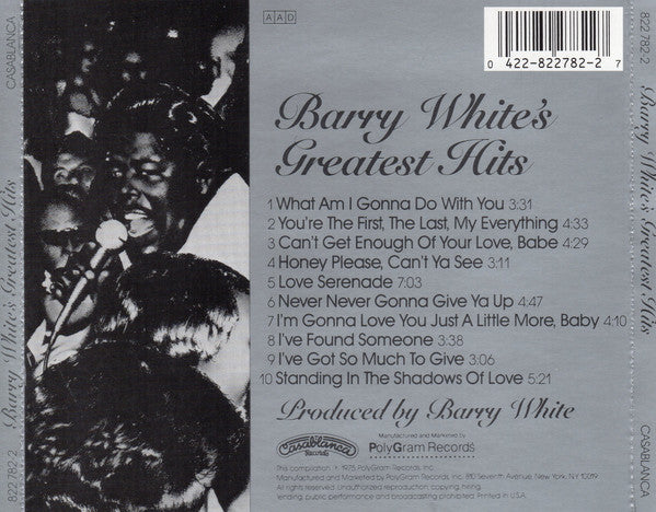 Barry White : Barry White's Greatest Hits (CD, Comp, RE, UML)
