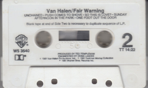 Van Halen : Fair Warning (Cass, Album, Club)