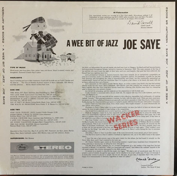 Joe Saye : A Wee Bit of Jazz (LP, Album)