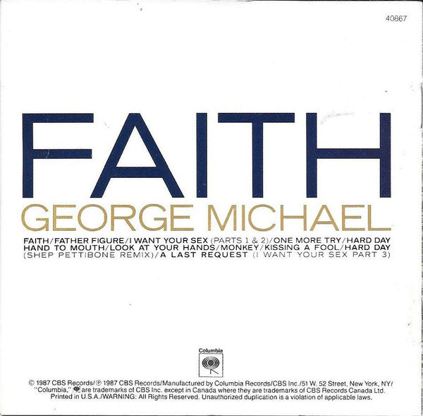 George Michael : Faith (CD, Album, RP, Pit)