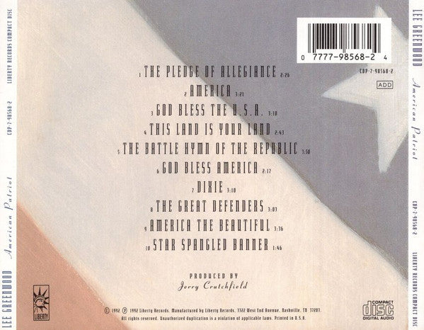 Lee Greenwood : American Patriot (CD, Album)