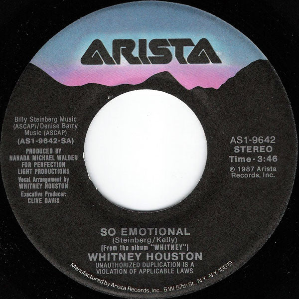 Whitney Houston : So Emotional (7", Single)