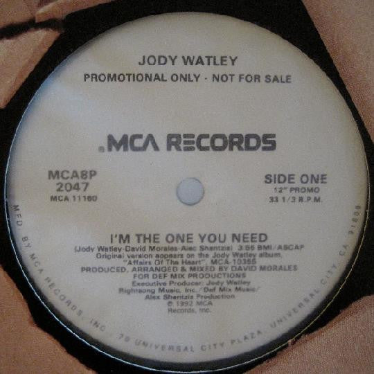 Jody Watley : I'm The One You Need (12", Promo)