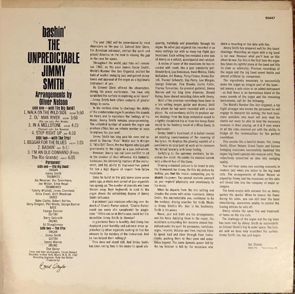 Jimmy Smith : Bashin' The Unpredictable Jimmy Smith (LP, Album, Mono, Club, RE)