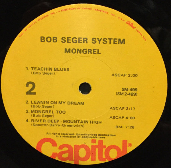Bob Seger System : Mongrel (LP, Album, RP)