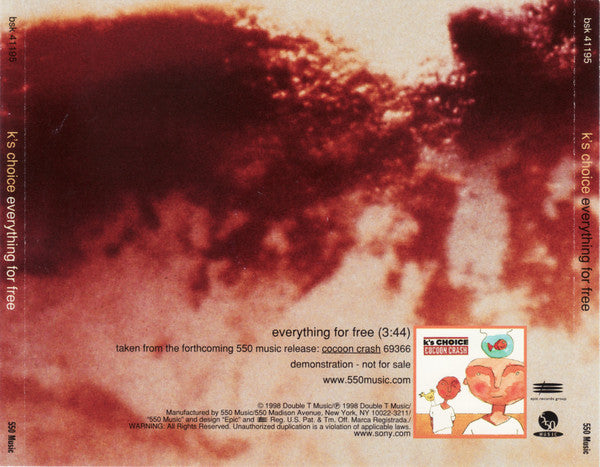 K's Choice : Everything For Free (CD, Single, Promo)