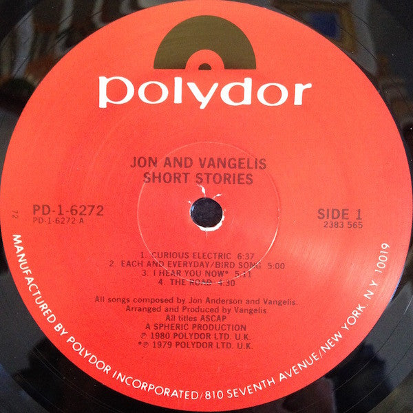Jon & Vangelis : Short Stories (LP, Album, Ric)