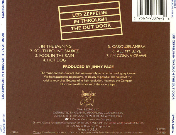 Led Zeppelin : In Through The Out Door (CD, Album, RE, RP)