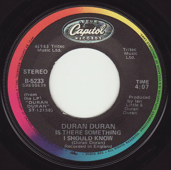 Duran Duran : Is There Something I Should Know? (7", Single, Win)