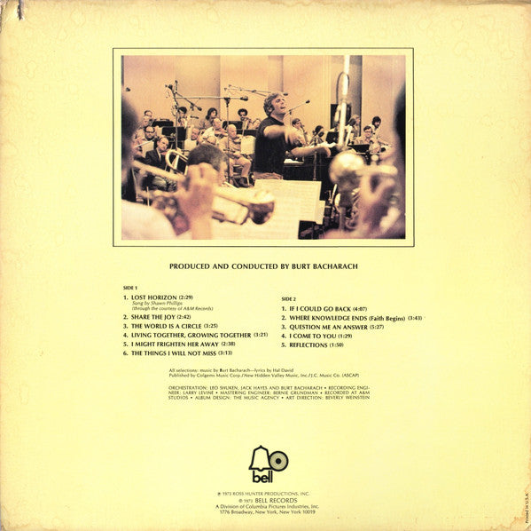 Burt Bacharach : Lost Horizon (Original Soundtrack) (LP, Album, PRC)