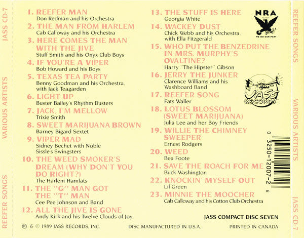 Various : Reefer Songs (CD, Comp, RE)