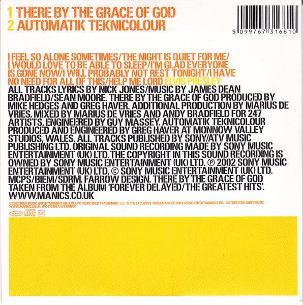 Manic Street Preachers : There By The Grace Of God (CD, Single, Car)