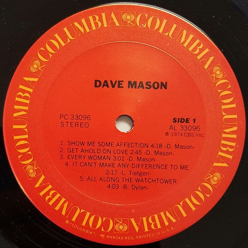 Dave Mason : Dave Mason (LP, Album, Pit)