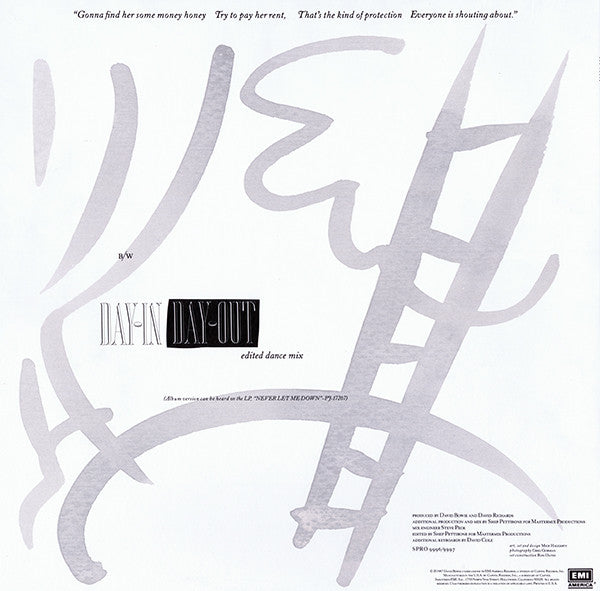 David Bowie : Day-In Day-Out (7" Dance Edit / Extended Dance Mix) (12", Maxi, Promo)