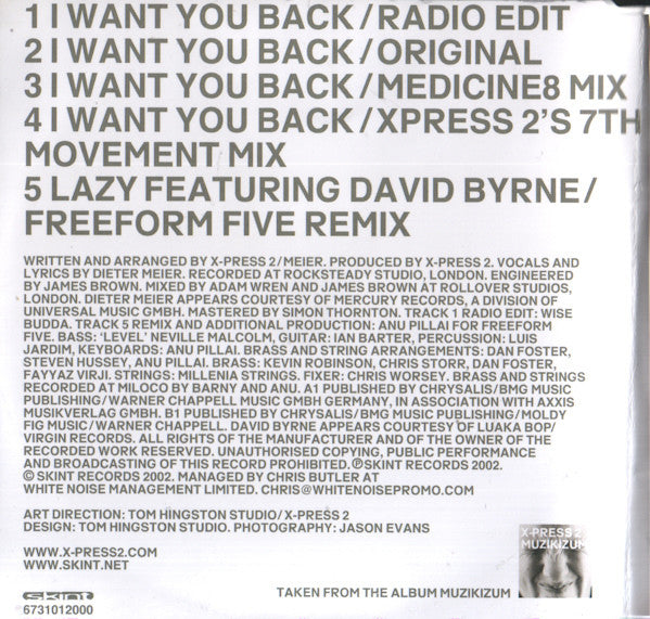 X-Press 2 : I Want You Back (CD, Single, Enh)