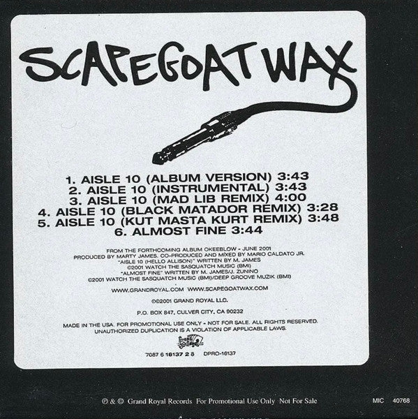 Scapegoat Wax : Aisle 10 (CD, Single, Promo)