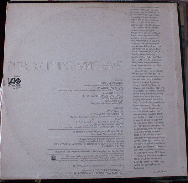 Isaac Hayes : In The Beginning (LP, Album, RE, RI)