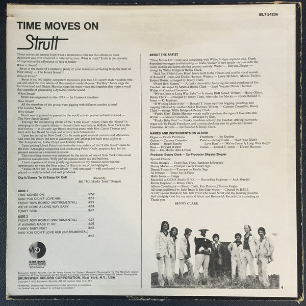 Strutt (3) : Time Moves On (LP, Album, Ric)
