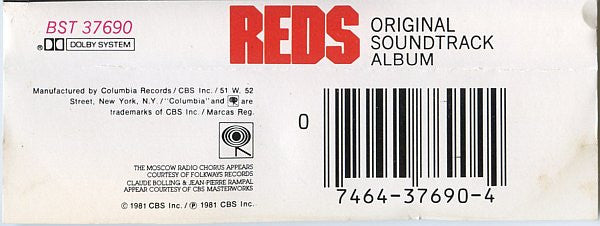 Various : Reds (Original Soundtrack Album) (Cass, Album)
