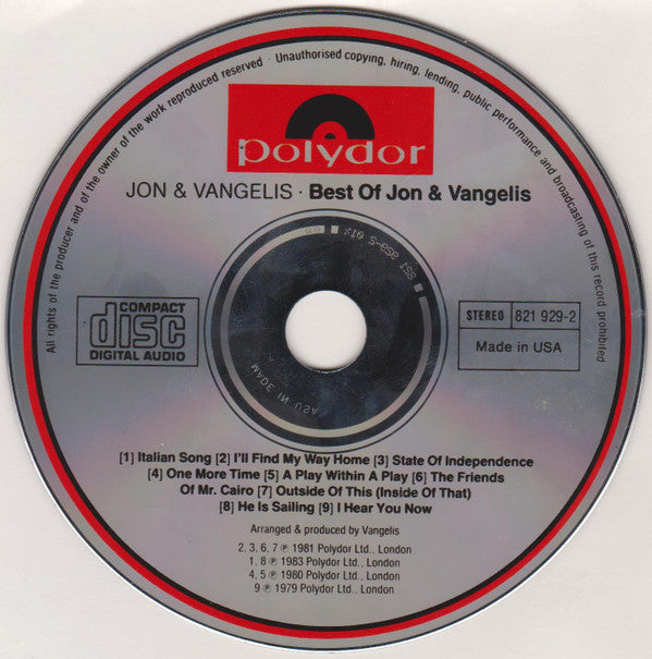Jon & Vangelis : The Best Of Jon And Vangelis (CD, Comp)