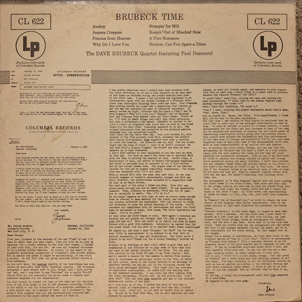 The Dave Brubeck Quartet : Brubeck Time (LP, Album, Mono, RP)