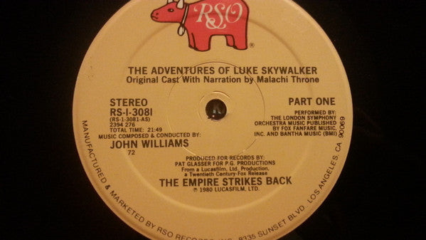 The Original Star Wars Cast With Narration By Malachi Throne : The Adventures Of Luke Skywalker: The Empire Strikes Back  (LP, Album, PRC)