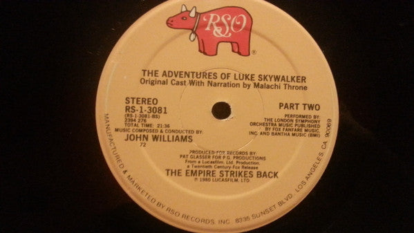 The Original Star Wars Cast With Narration By Malachi Throne : The Adventures Of Luke Skywalker: The Empire Strikes Back  (LP, Album, PRC)