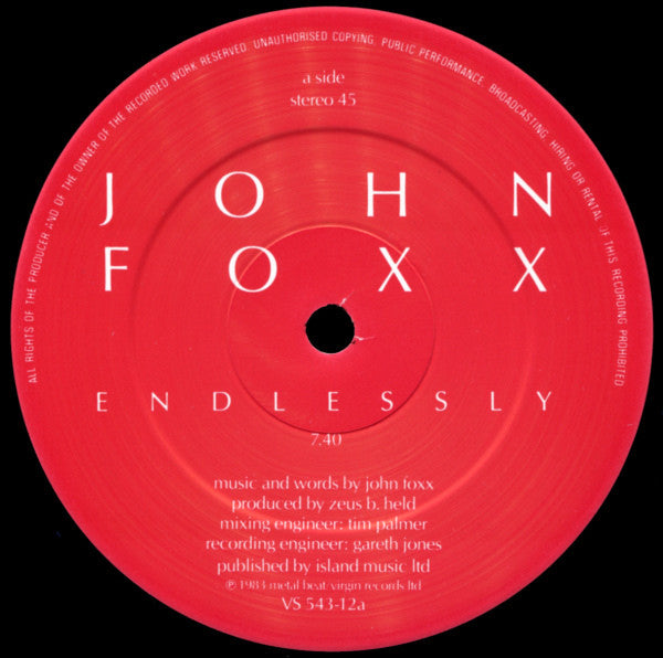 John Foxx : Endlessly (12", Single)