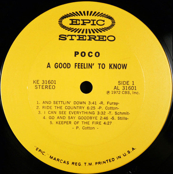 Poco (3) : A Good Feelin' To Know (LP, Album, San)