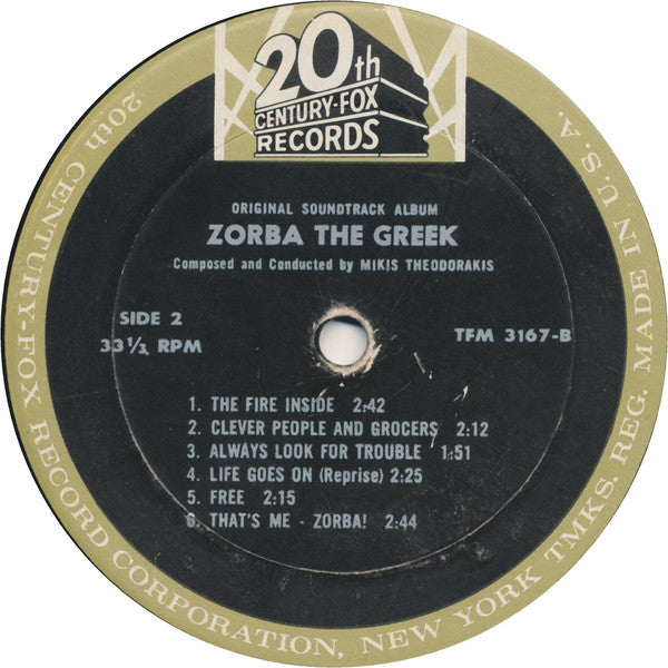 Mikis Theodorakis : Zorba The Greek (Original Soundtrack) (LP, Album, Mono, Dee)