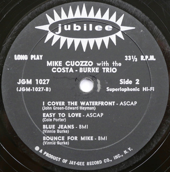Mike Cuozzo With  Eddie Costa - Vinnie Burke Trio : Mike Cuozzo With The Costa Burke Trio (LP, Album, RE)