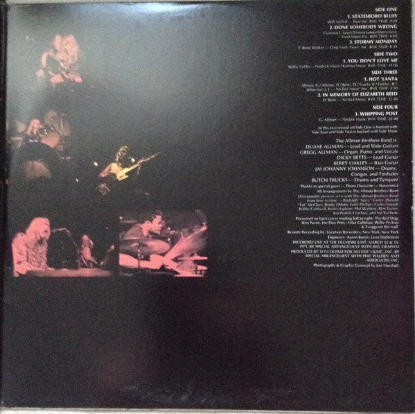 The Allman Brothers Band : The Allman Brothers Band At Fillmore East (2xLP, Album, Club, RE, Pit)