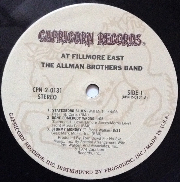 The Allman Brothers Band : The Allman Brothers Band At Fillmore East (2xLP, Album, Club, RE, Pit)
