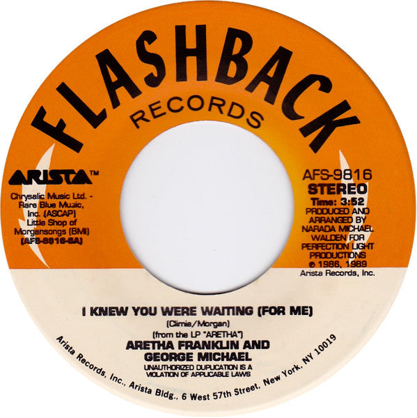 Aretha Franklin And George Michael / Aretha Franklin : I Knew You Were Waiting (For Me) / Rock-A-Lott (7", Single)