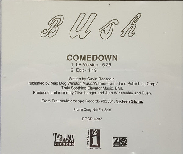 Bush : Comedown (CD, Single, Promo)