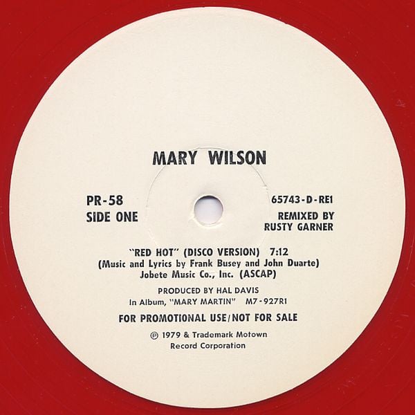 Mary Wilson : Red Hot (12", Promo, Red)