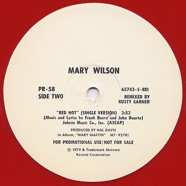 Mary Wilson : Red Hot (12", Promo, Red)