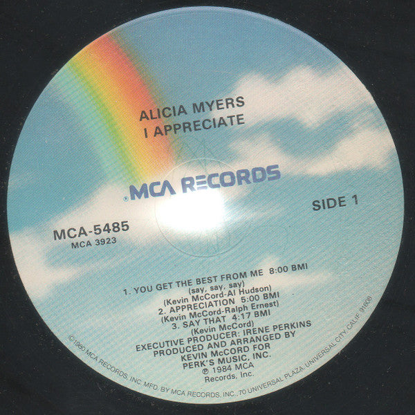 Alicia Myers : I Appreciate (LP, Album, Glo)