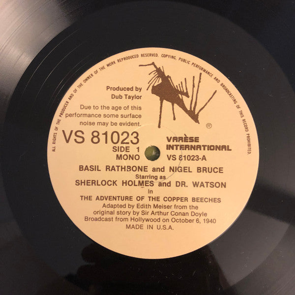 Basil Rathbone, Nigel Bruce : Sherlock Holmes Original Radio Broadcasts, The Adventure of the Copper Beeches + Murder in the Moonlight (LP, Album)